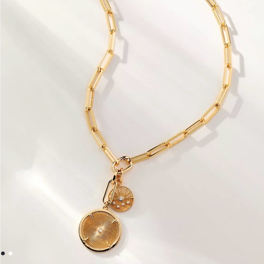 Anthropologie Gold Layered Medallion Necklace